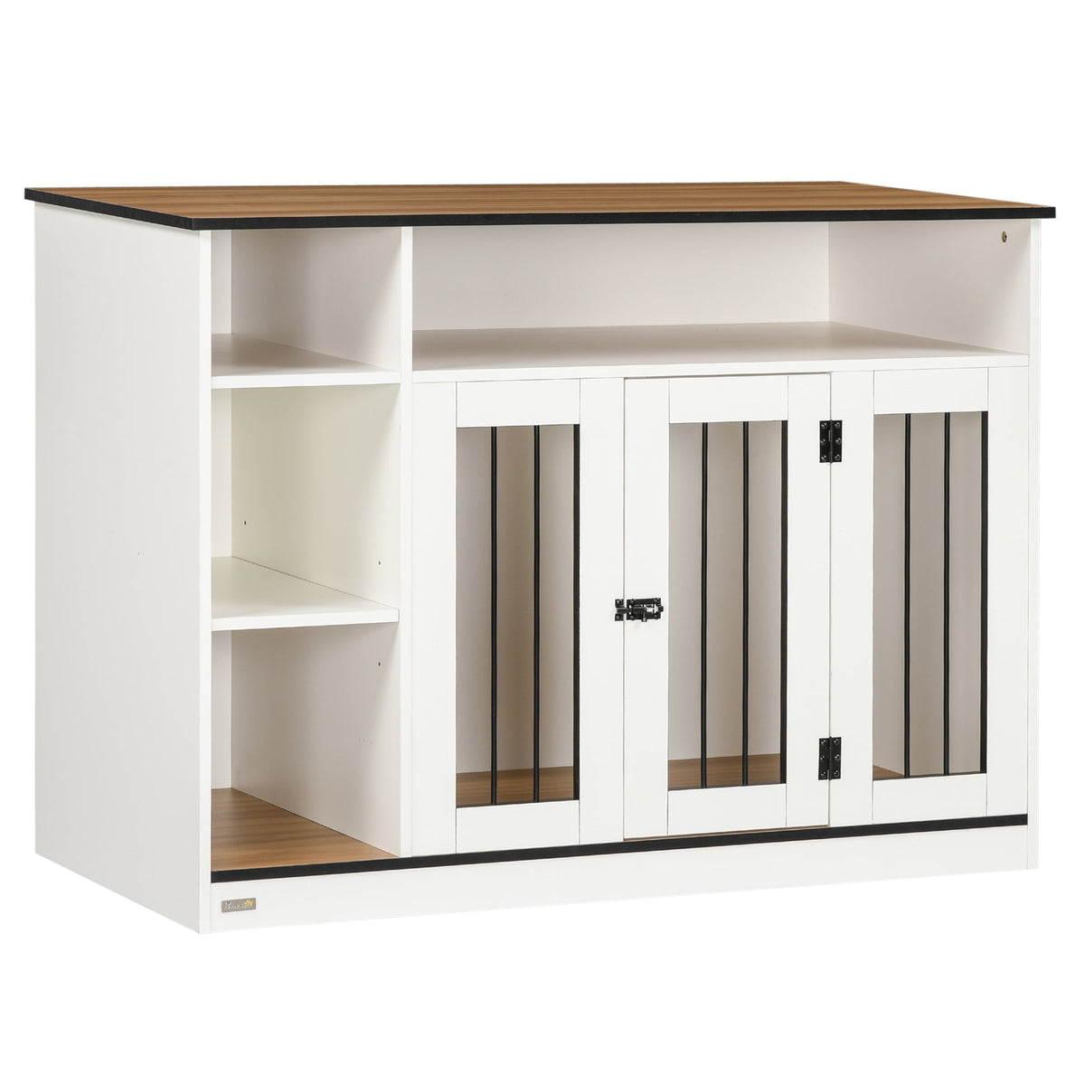 Small and Medium Dog Crate End Table with Extra Storage Space, Dog Crate Furniture with Large Tabletop, Pet Crate with Lockable Door, White - Prioka
