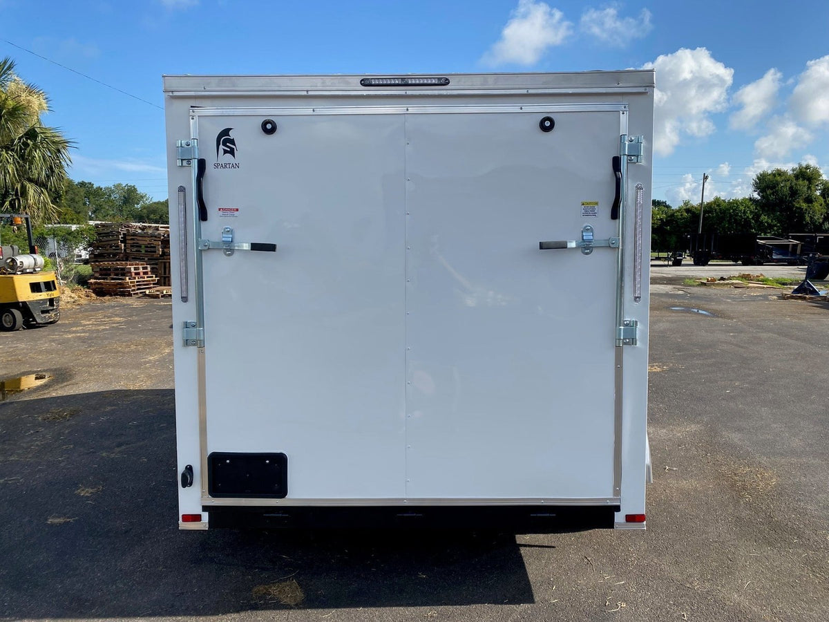 Spartan 12 Enclosed Cargo Trailer Tandem Axle – White Heavy-Duty Cargo Hauler SP7X12TA - Prioka