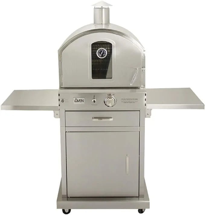 Summerset ‘The Oven’ Outdoor Freestanding Large Capacity Gas Ovens with Pizza Stones, Smoker Box and Mobile Cart, 304 Stainless Steel Construction, Natural Gas - Prioka