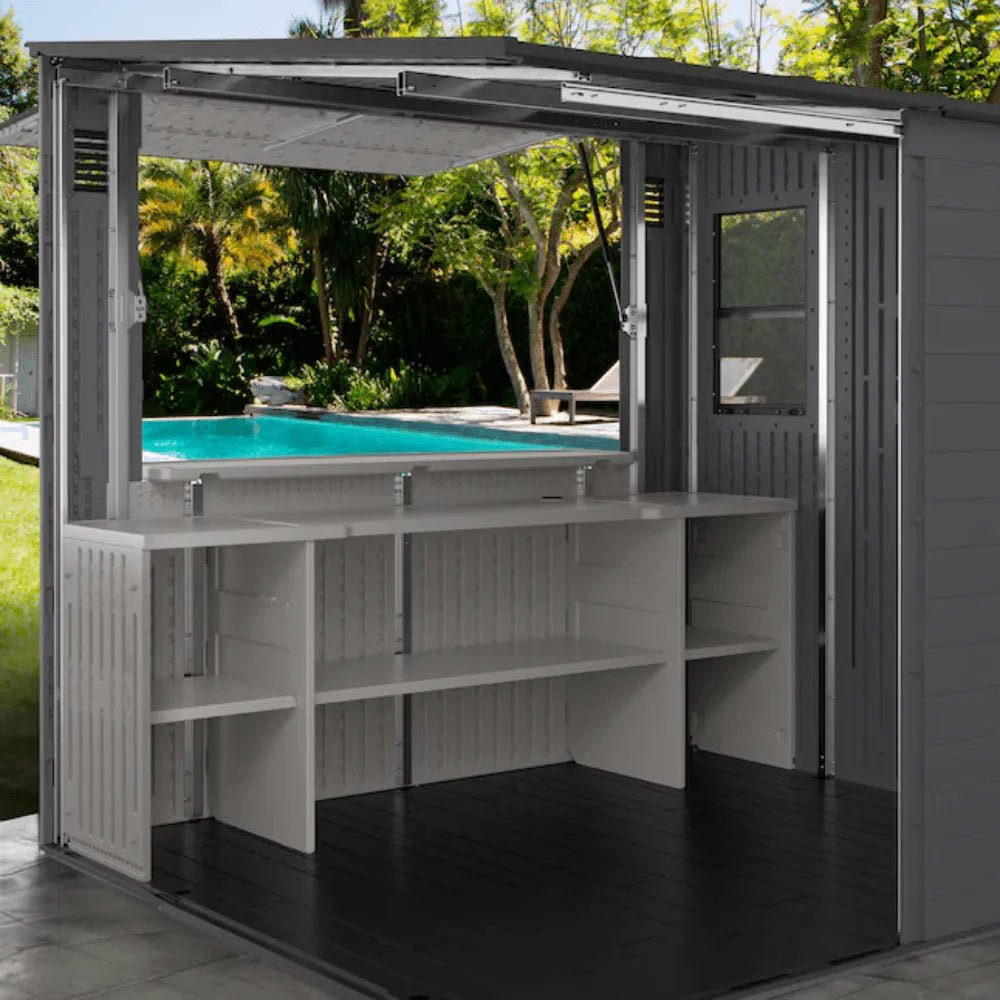 Suncast 8 ft. x 7 ft. Cabana Entertainment Resin Shed with Floor - Prioka