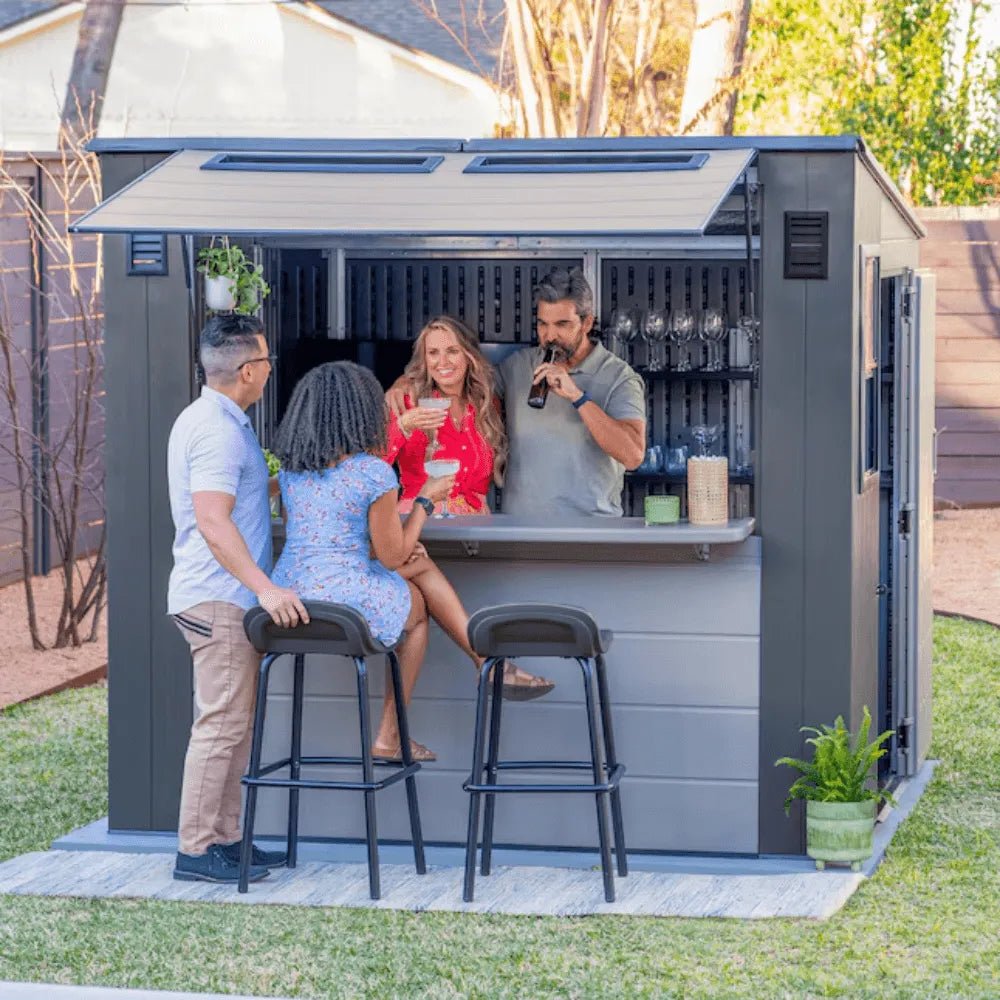 Suncast Cabana 8 x 7 ft. Resin Entertainment Storage Shed with Floor - Prioka