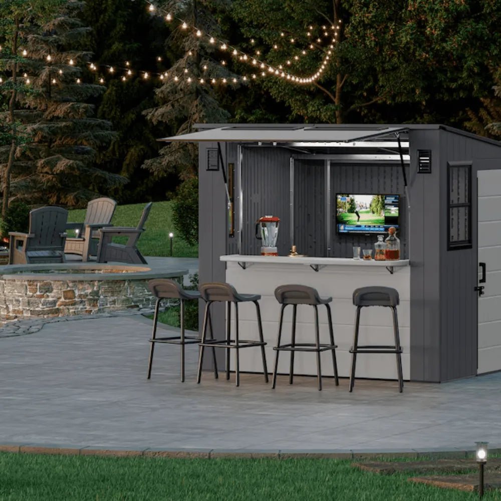 Suncast Cabana 8 x 7 ft. Resin Entertainment Storage Shed with Floor - Prioka
