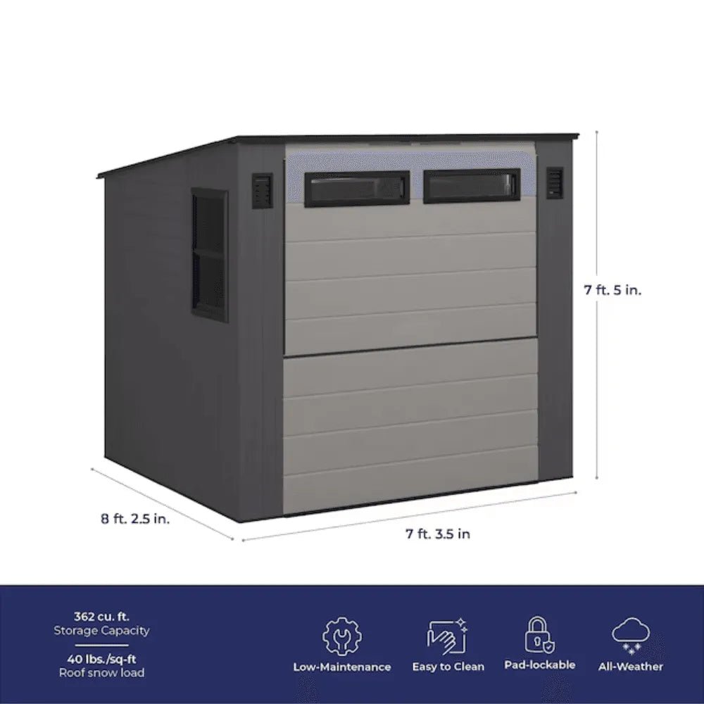 Suncast Cabana 8 x 7 ft. Resin Entertainment Storage Shed with Floor - Prioka