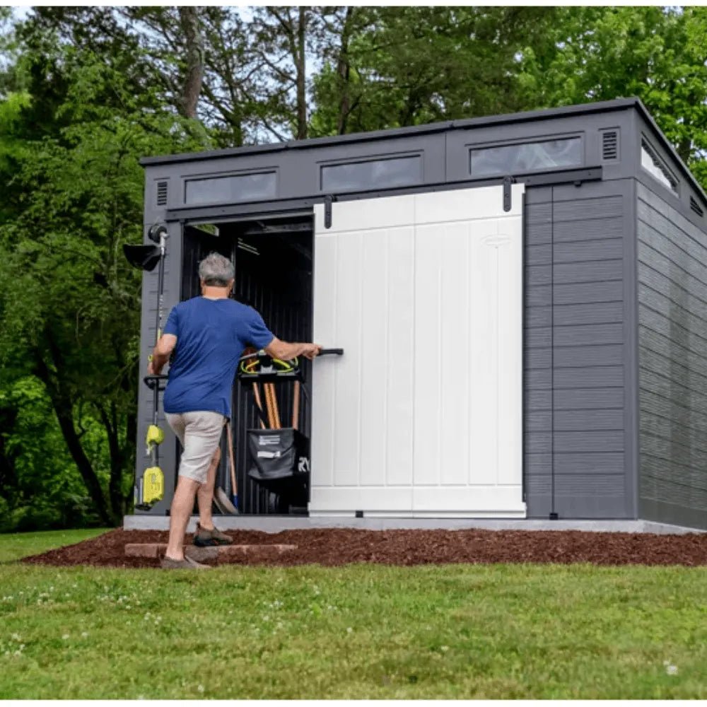 Suncast Modernist 10 ft. x 7 ft. Barn Door Resin Storage Shed - Prioka