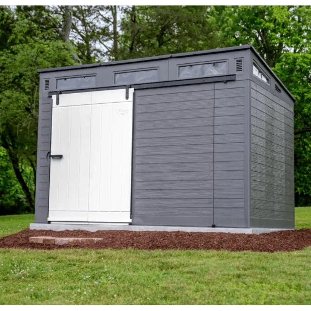 Suncast Modernist 10 ft. x 7 ft. Barn Door Resin Storage Shed - Prioka