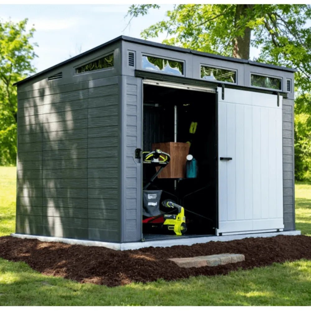 Suncast Modernist 10 ft. x 7 ft. Barn Door Resin Storage Shed - Prioka