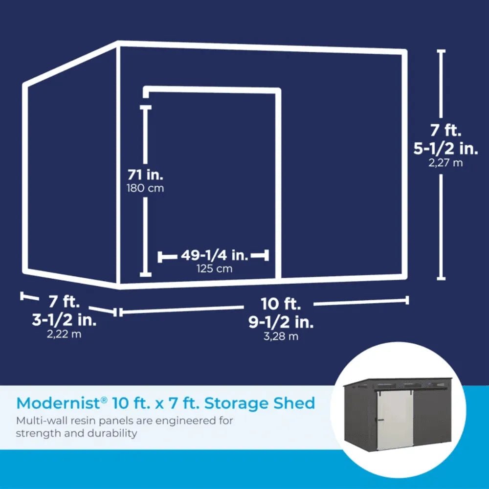 Suncast Modernist 10 ft. x 7 ft. Barn Door Resin Storage Shed - Prioka