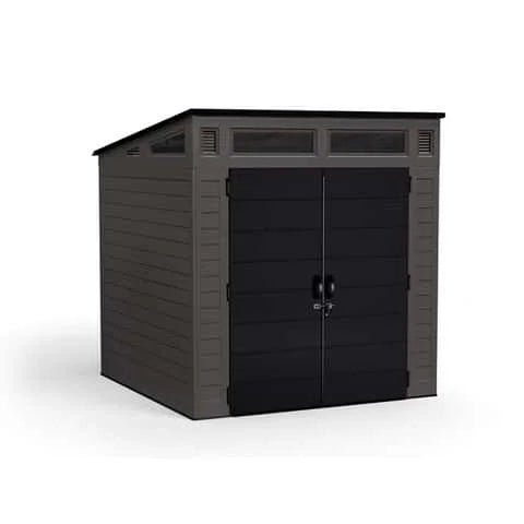 Suncast Modernist 7 ft. x 7 ft. Resin Vertical Pent Storage Shed with Floor Kits - Prioka