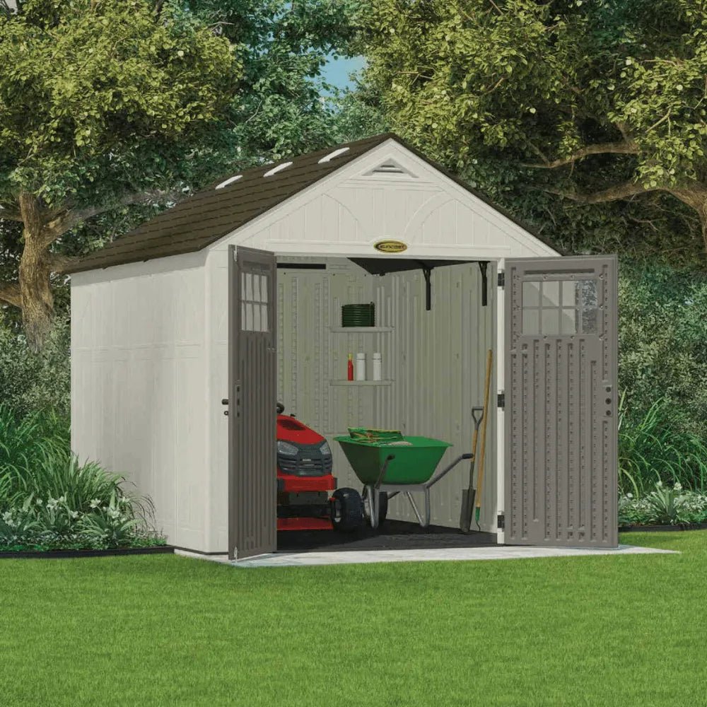 Suncast Tremont 8 x 10 ft. Resin Outdoor Storage Shed with Floor, Model BMS8100 - Prioka