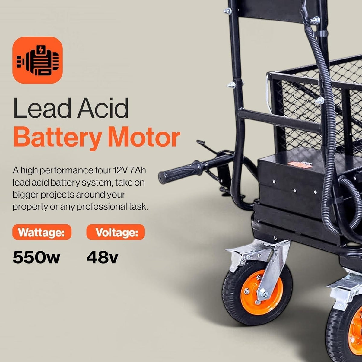 SuperHandy 48V Electric Power Wagon Utility Cart, 660 lb Load, 1000 lb Hauling Capacity - Prioka
