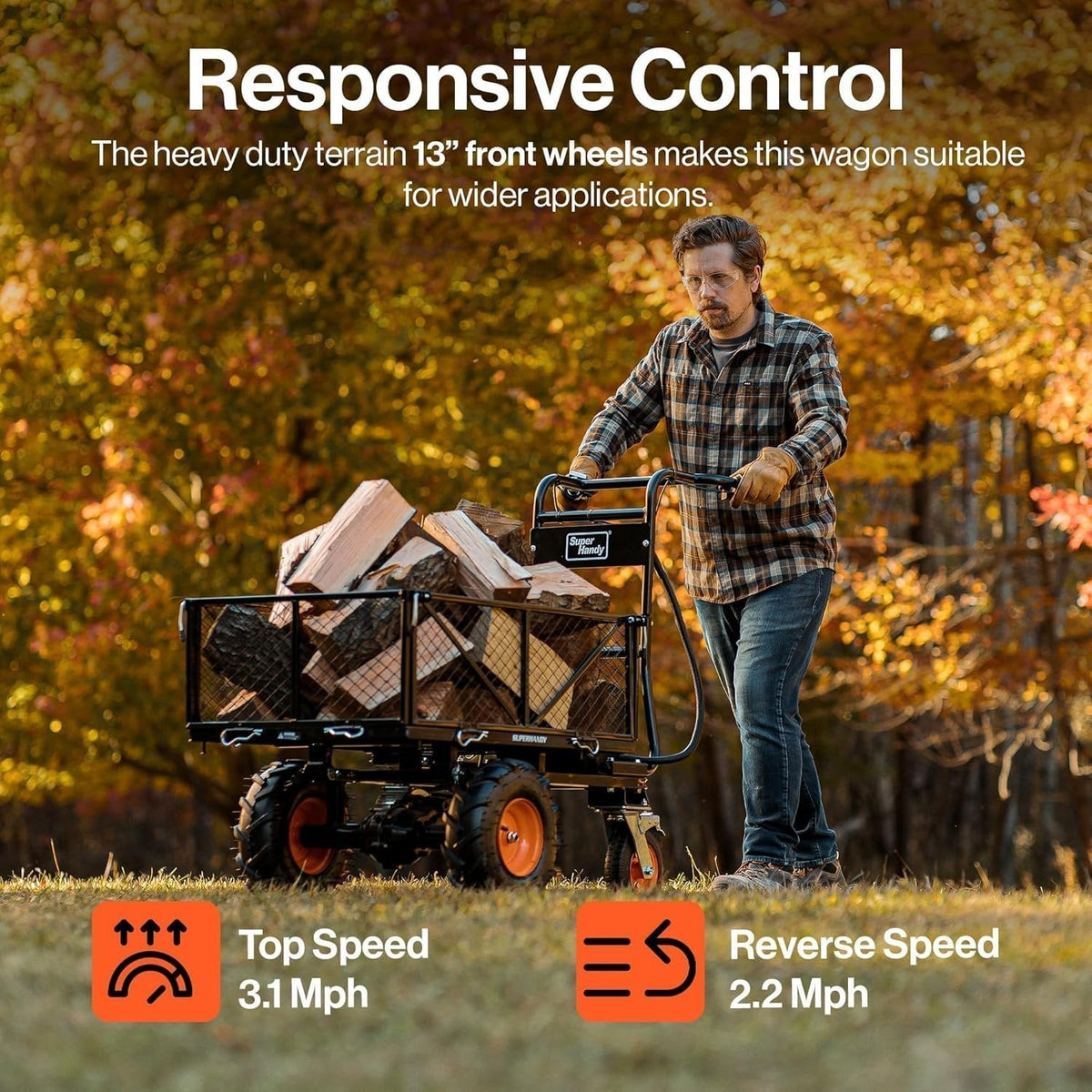 SuperHandy 48V Electric Power Wagon Utility Cart, 660 lb Load, 1000 lb Hauling Capacity - Prioka