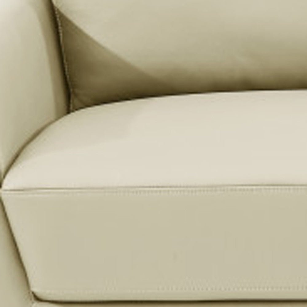 The Aldridge – Beige Italian Leather Sofa with Gold Legs - Prioka