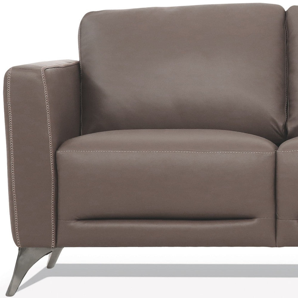 The Belmont – Taupe Leather Sofa with Black Legs - Prioka