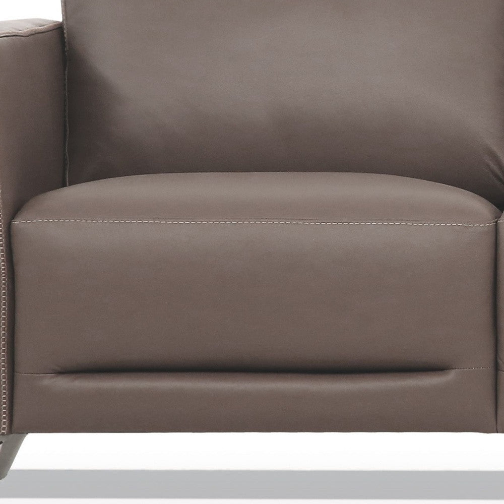 The Belmont – Taupe Leather Sofa with Black Legs - Prioka