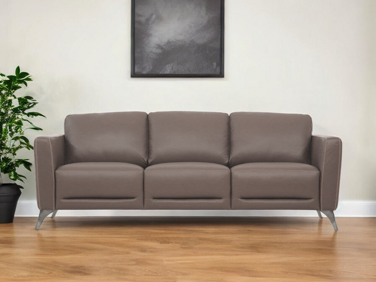 The Belmont – Taupe Leather Sofa with Black Legs - Prioka