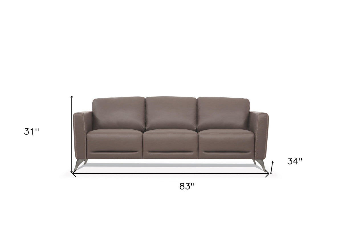 The Belmont – Taupe Leather Sofa with Black Legs - Prioka