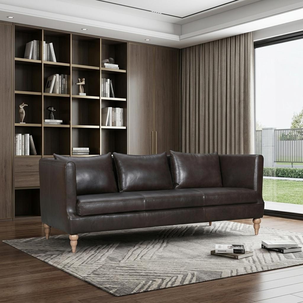 The Corvane – Dark Brown Leather Sofa - Prioka