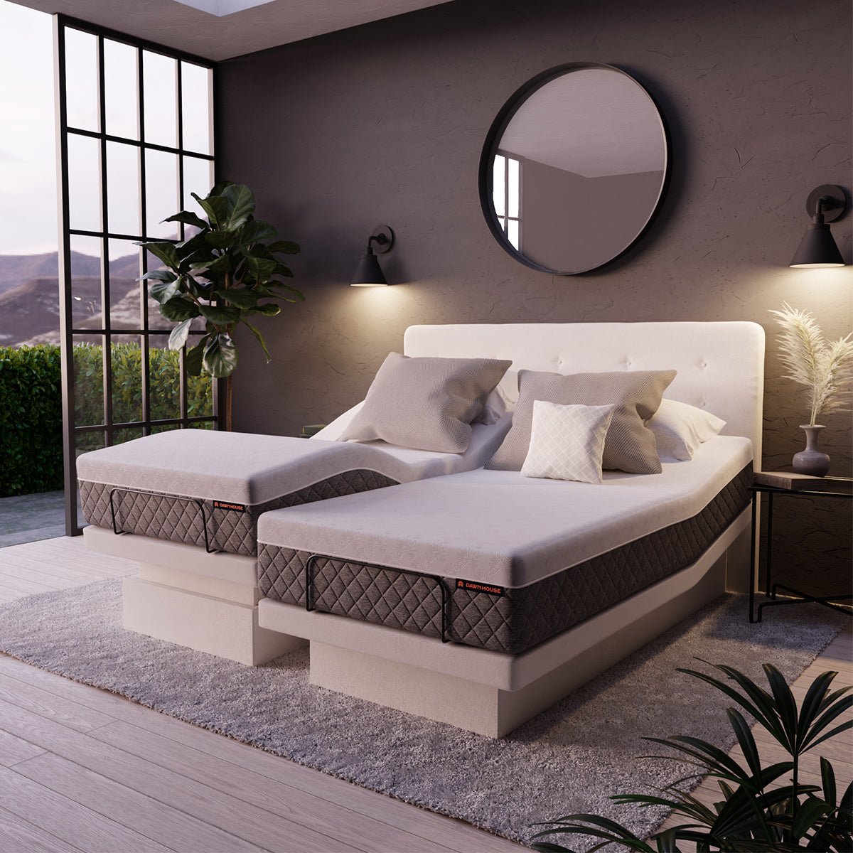 The Dawn House Bed - Adjustable Base Split King Ivory - Floor Model - Prioka