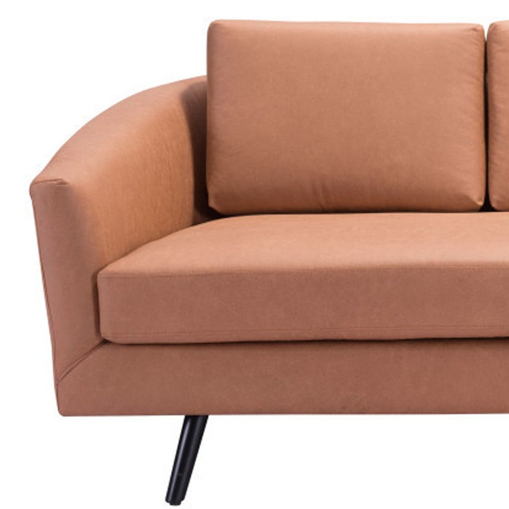 The Harrow – Brown Faux Leather Sofa - Prioka