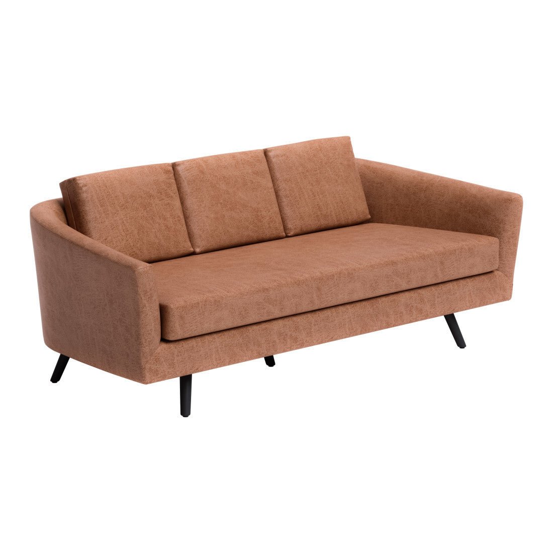 The Harrow – Brown Faux Leather Sofa - Prioka
