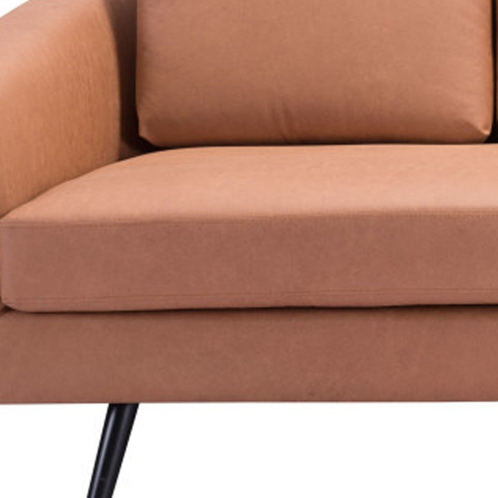 The Harrow – Brown Faux Leather Sofa - Prioka