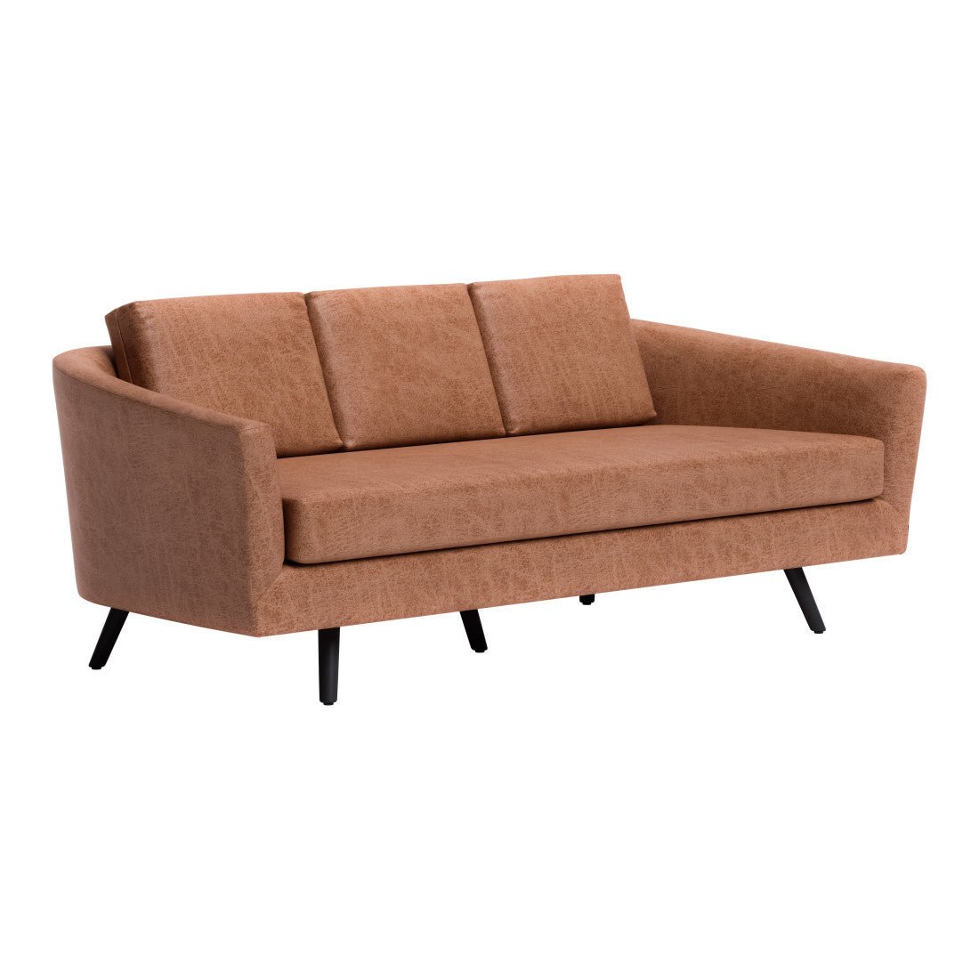 The Harrow – Brown Faux Leather Sofa - Prioka