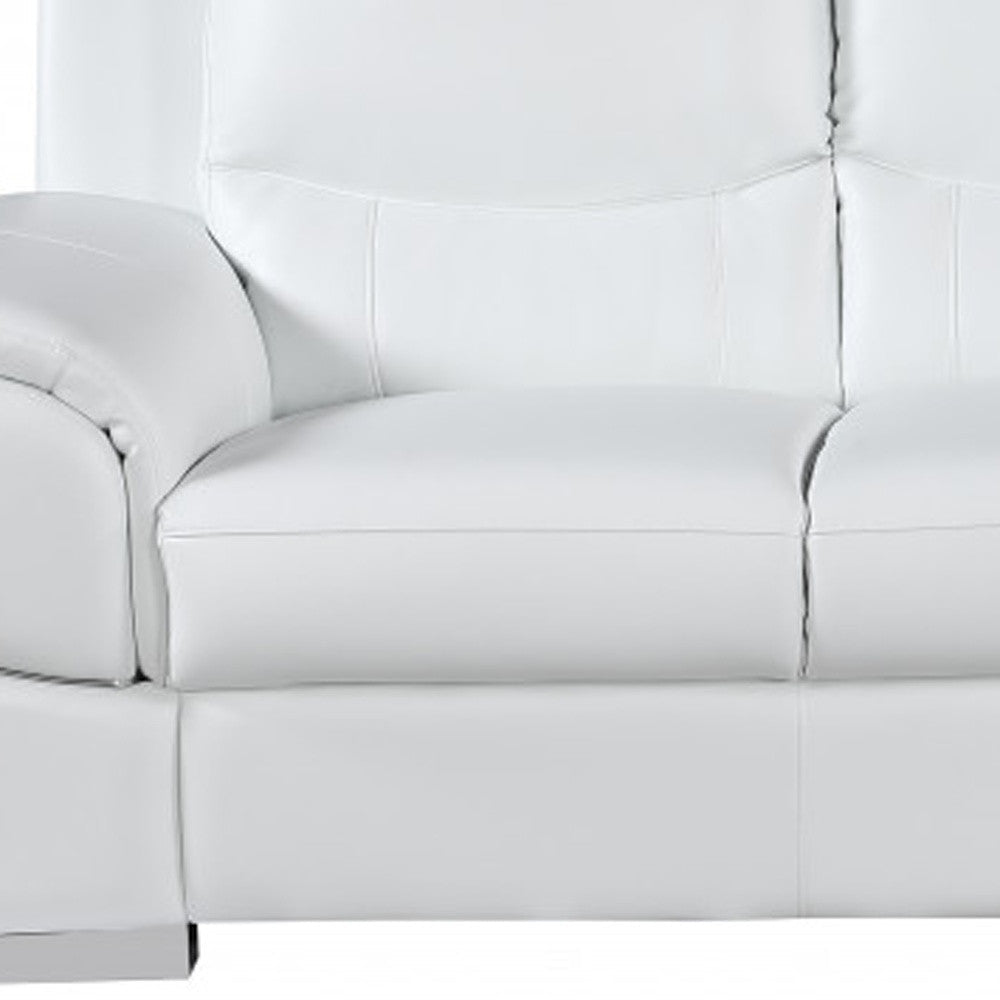 The Lena – White Leather Sofa with Silver Legs - Prioka