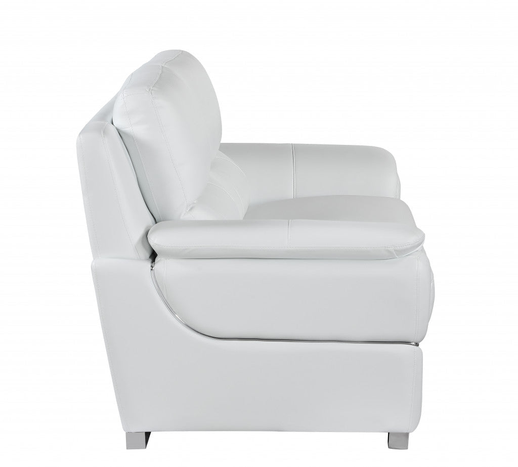 The Lena – White Leather Sofa with Silver Legs - Prioka