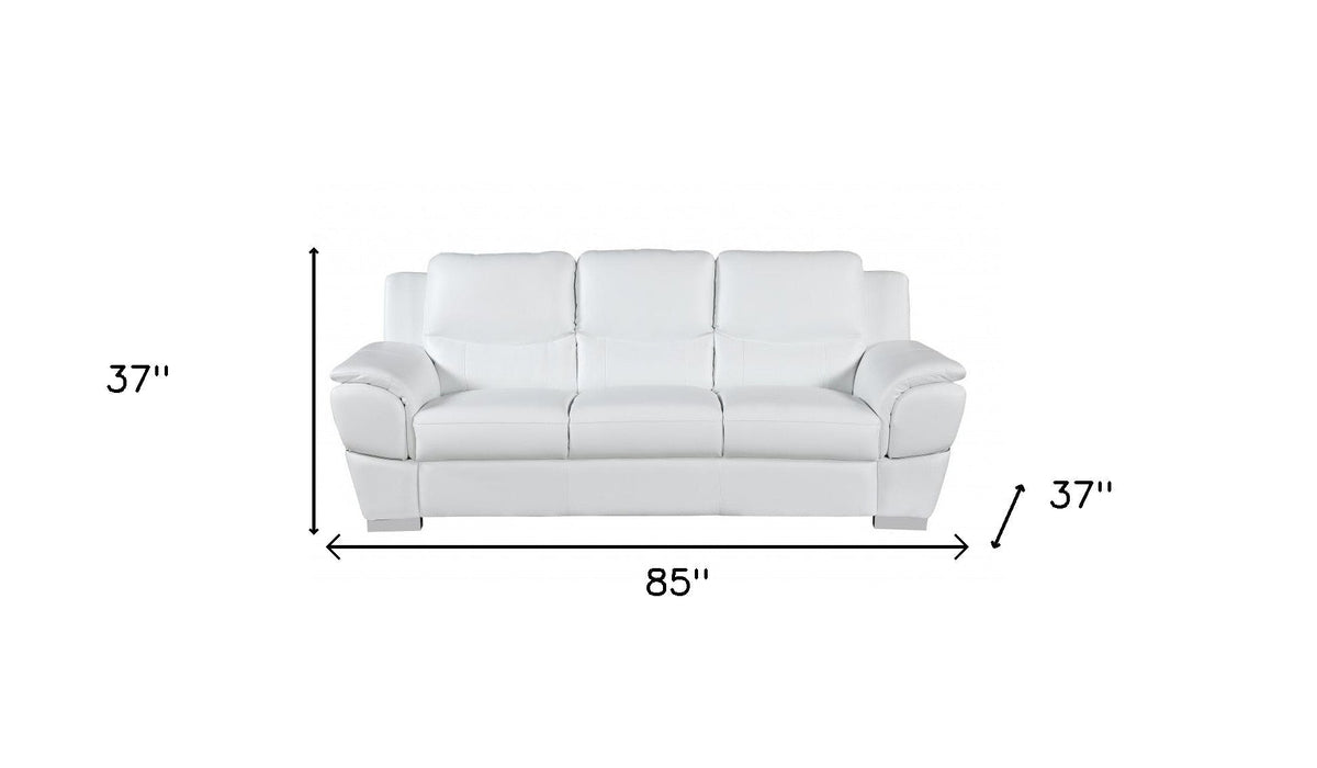 The Lena – White Leather Sofa with Silver Legs - Prioka