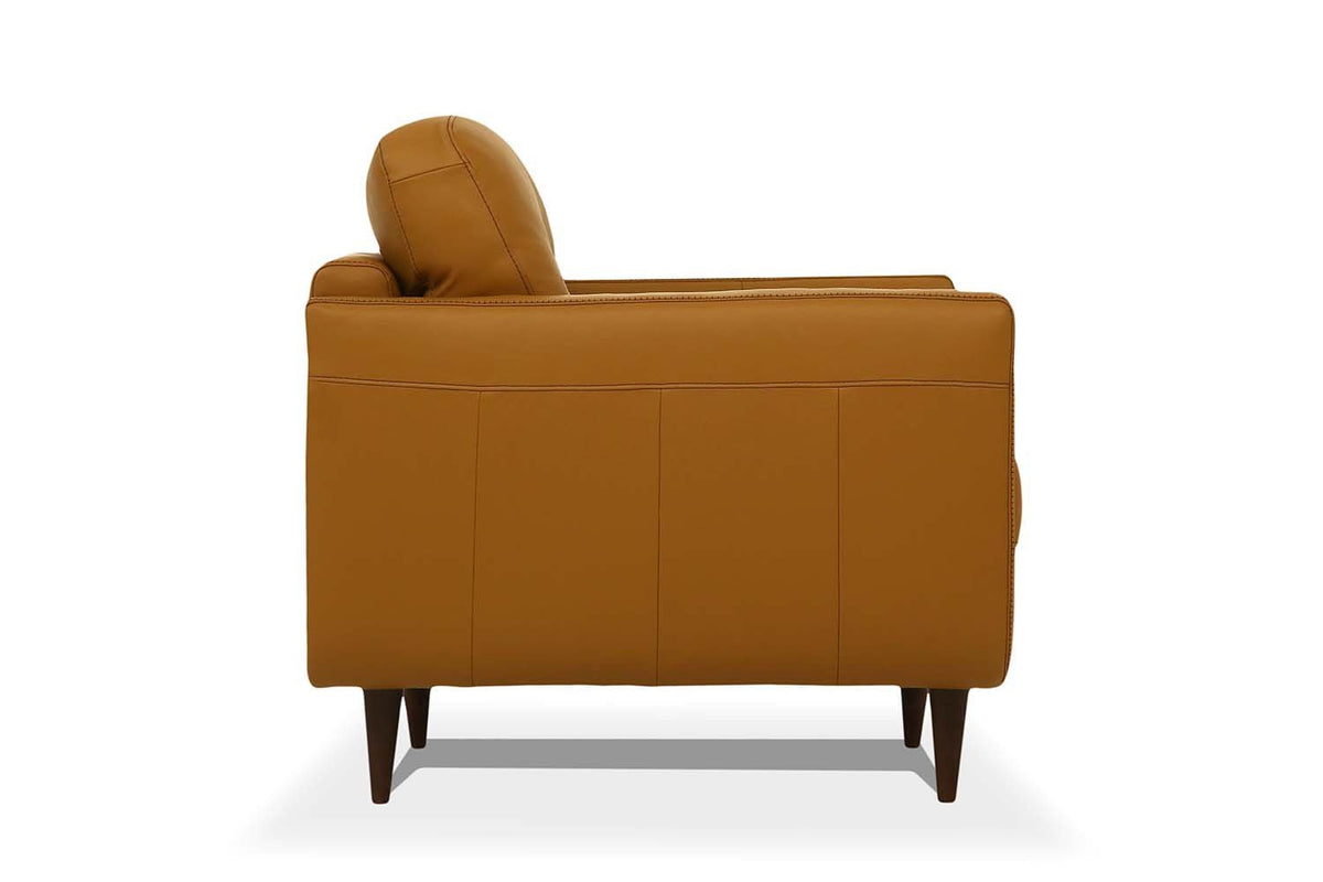The Longhorn – Orange Leather Sofa with Black Legs - Prioka
