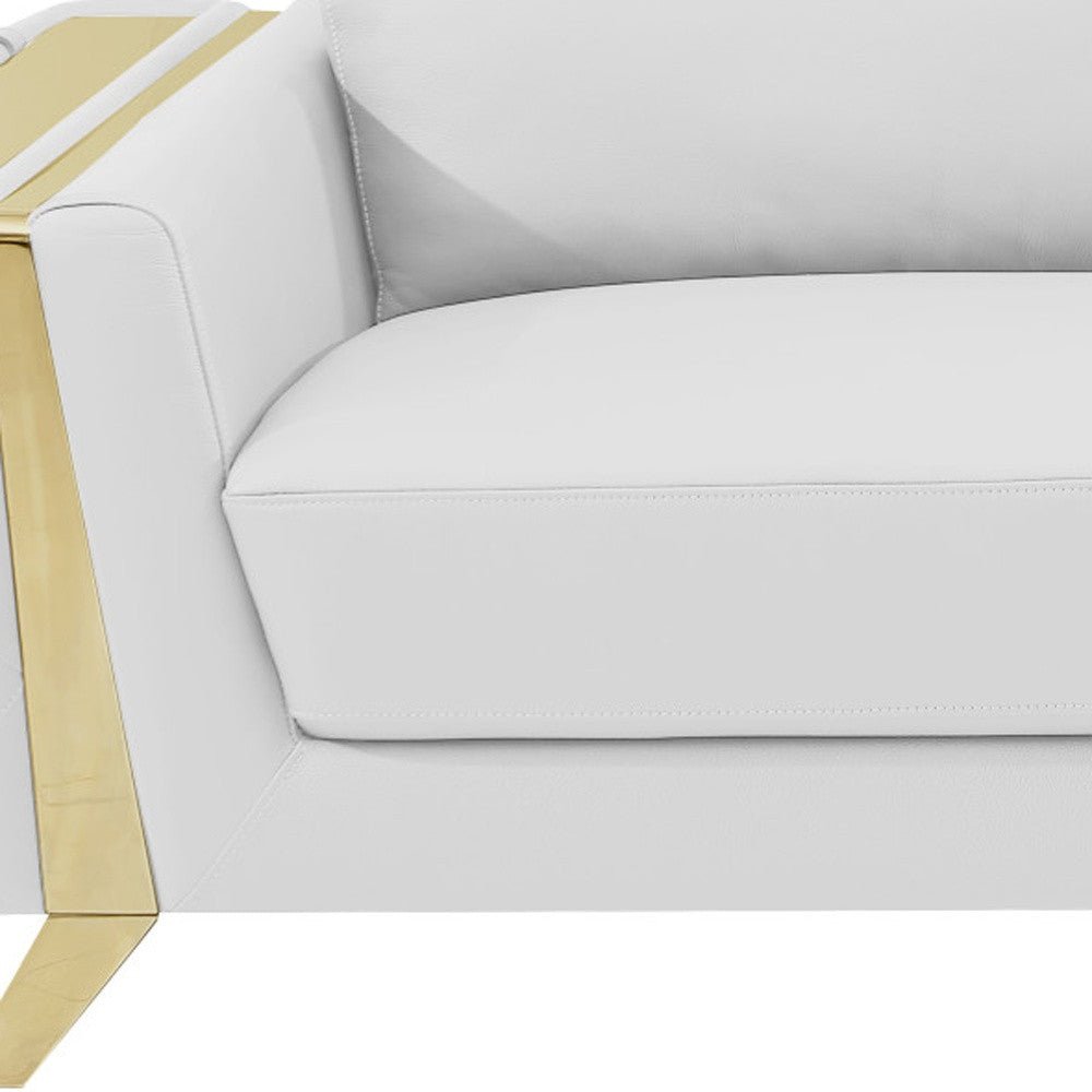 The Monroe – White Italian Leather Sofa with Gold Legs - Prioka