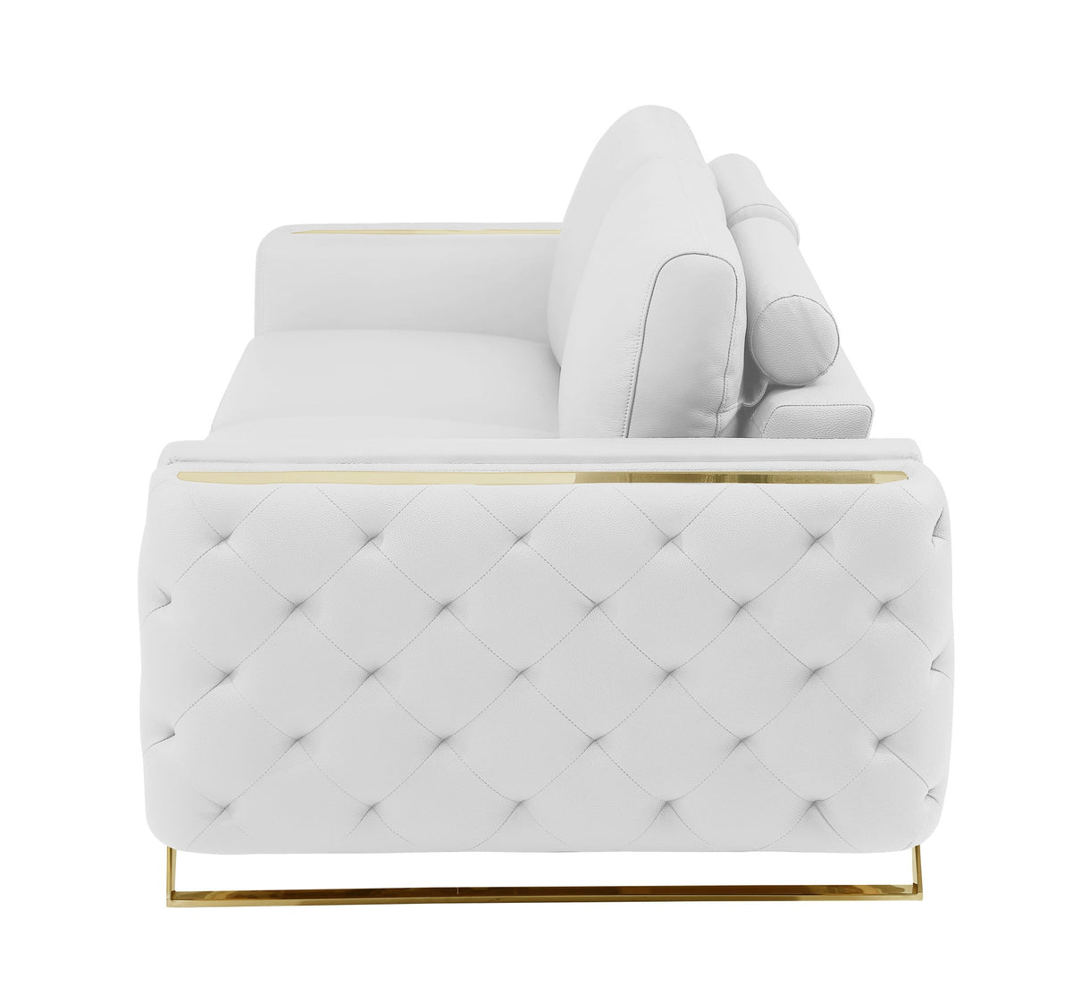 The Monroe – White Italian Leather Sofa with Gold Legs - Prioka