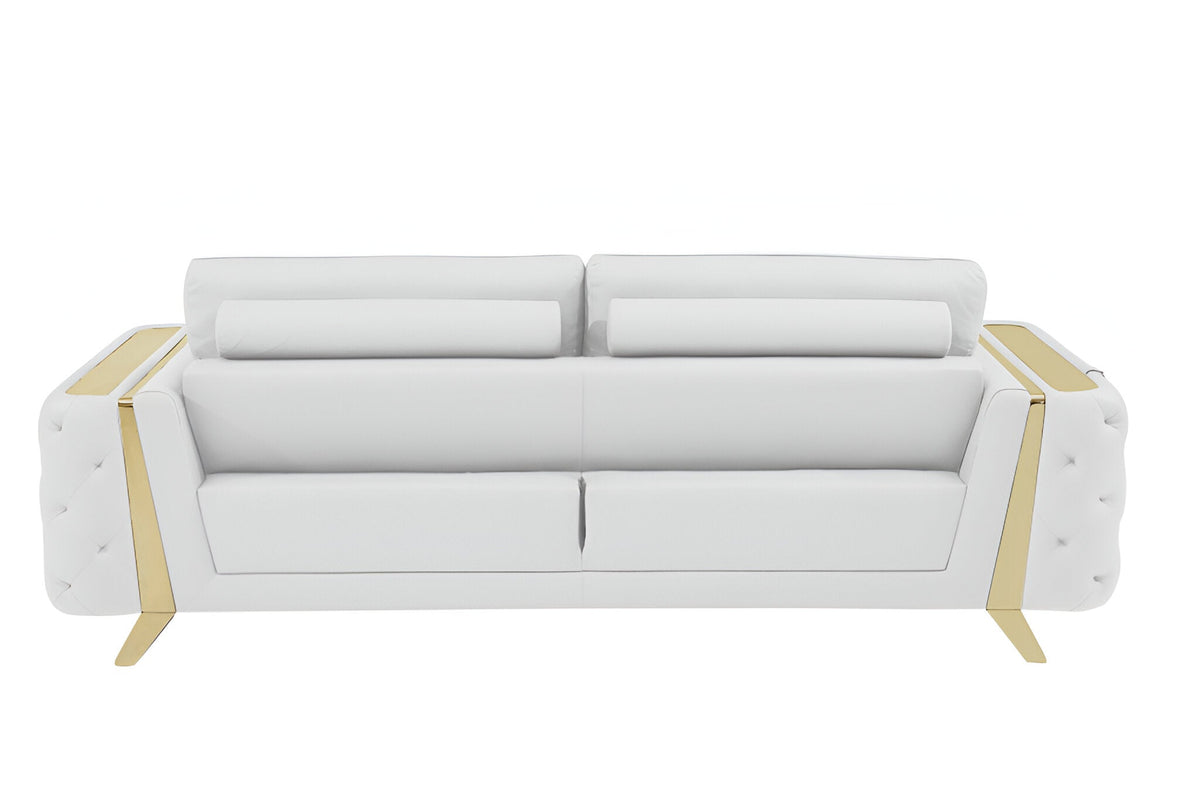 The Monroe – White Italian Leather Sofa with Gold Legs - Prioka