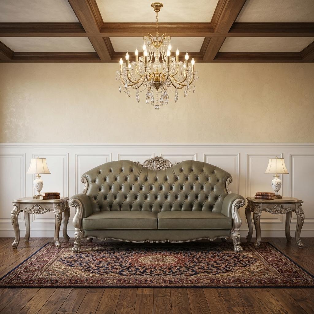 The Oryndal – 96" Bone Faux Leather Sofa with Toss Pillows & White Legs - Prioka