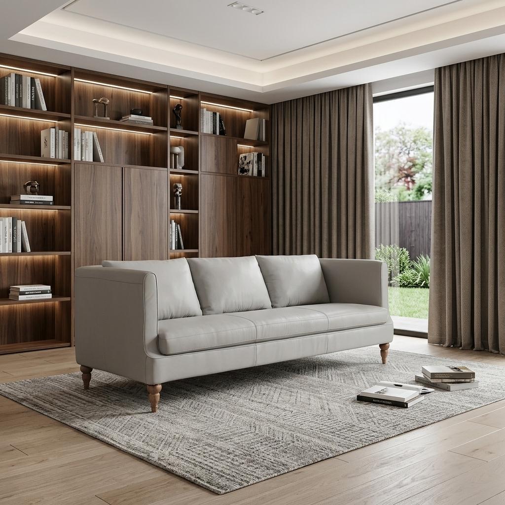 The Ravello – Gray Leather Sofa - Prioka