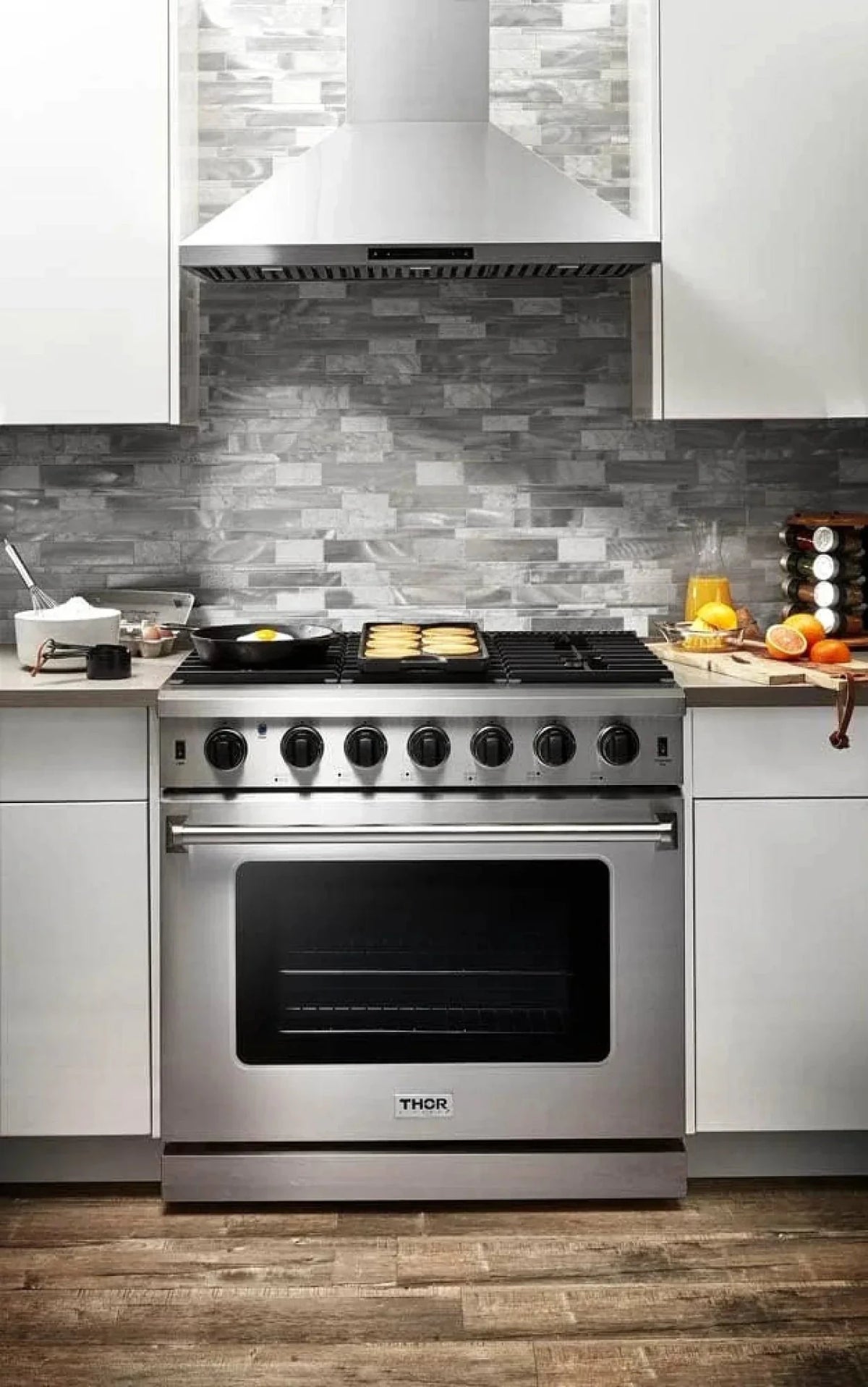 Thor Kitchen LRG3601U 36-Inch Professional Freestanding Gas Range with Convection Oven, Stainless Steel - Prioka