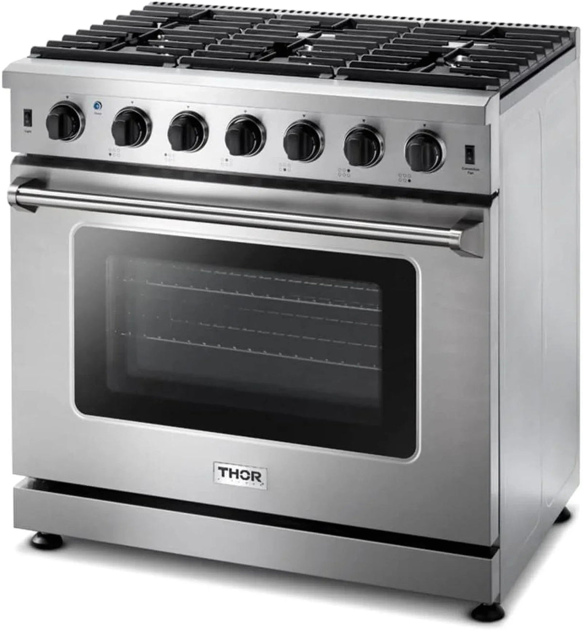 Thor Kitchen LRG3601U 36-Inch Professional Freestanding Gas Range with Convection Oven, Stainless Steel - Prioka
