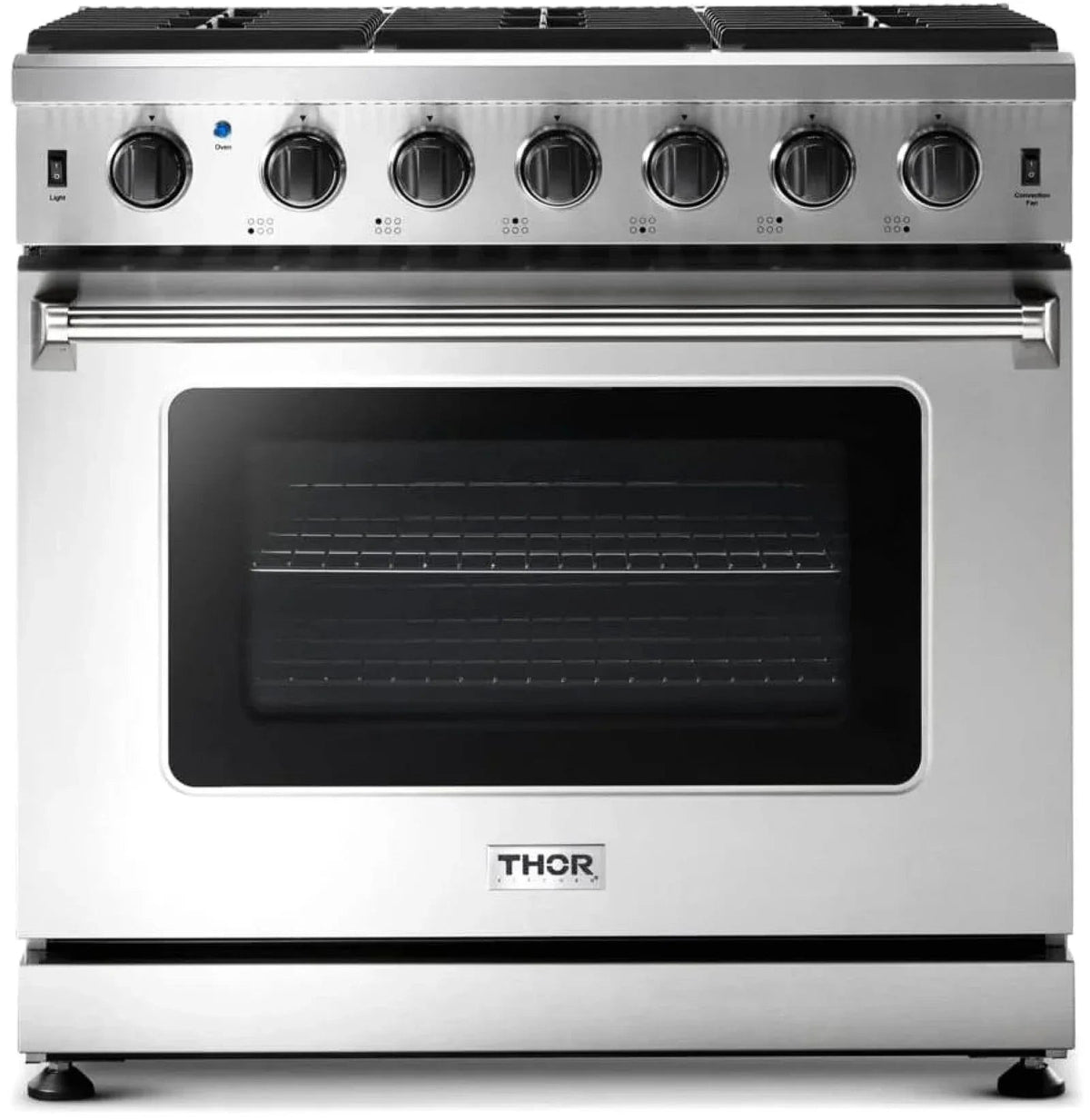 Thor Kitchen LRG3601U 36-Inch Professional Freestanding Gas Range with Convection Oven, Stainless Steel - Prioka