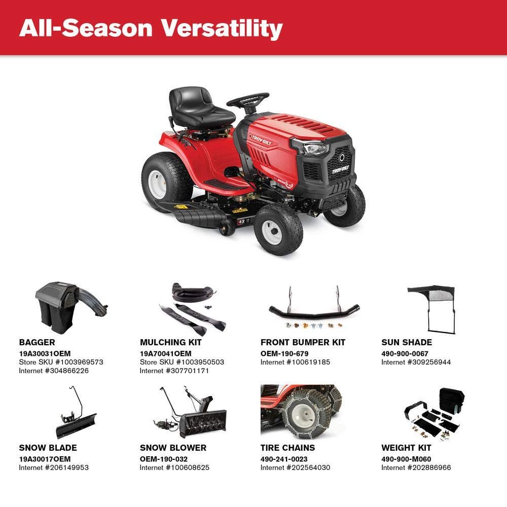 Troy Bilt Bronco 42 in 19 HP Briggs &amp; Stratton Automatic Drive Gas Riding Lawn Tractor with Mow in Reverse - Prioka