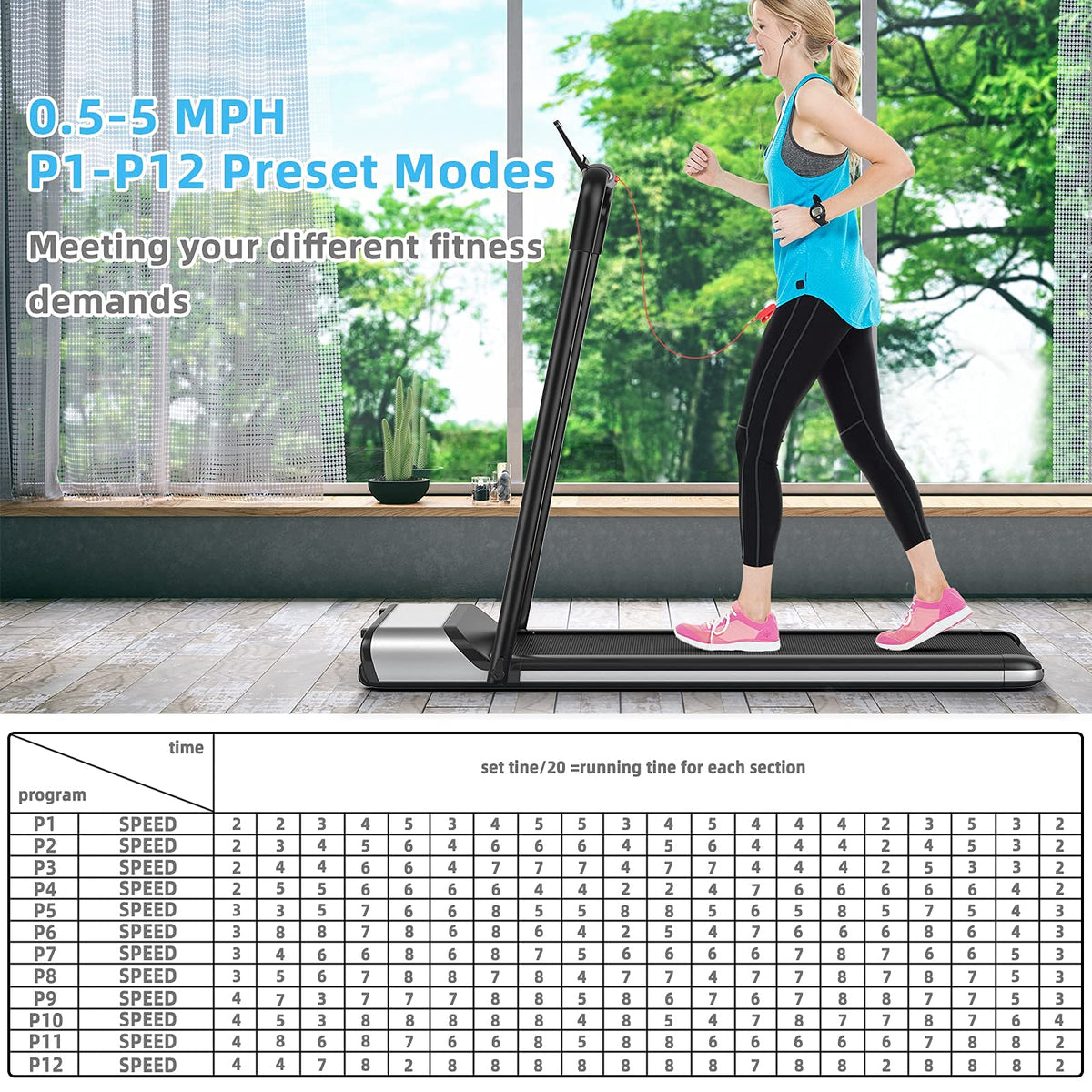 Ultra-Thin Electric Folding Treadmill, Installation-Free Design - Prioka