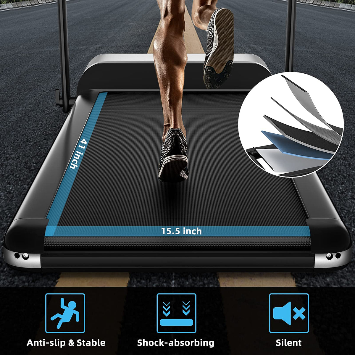 Ultra-Thin Electric Folding Treadmill, Installation-Free Design - Prioka