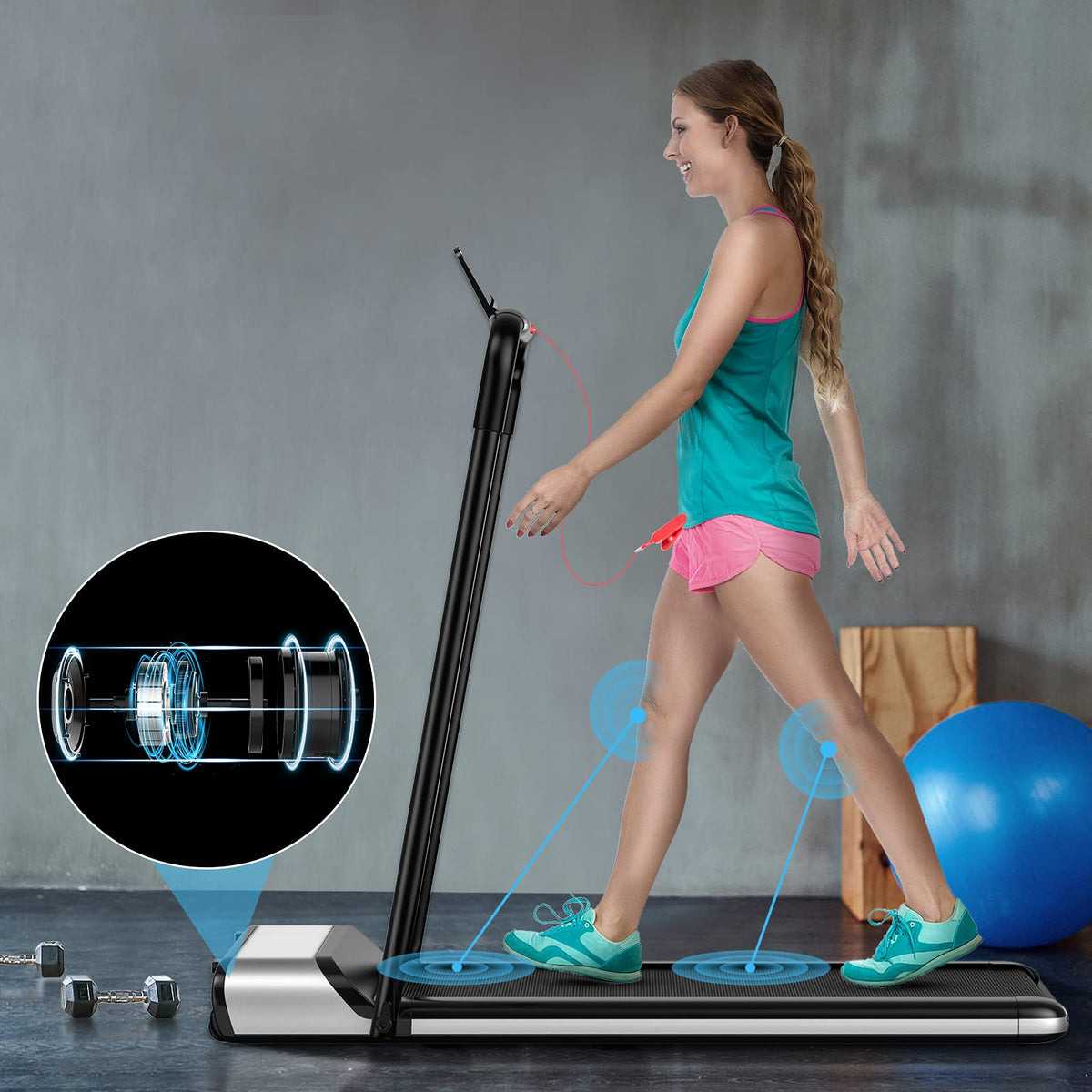 Ultra-Thin Electric Folding Treadmill, Installation-Free Design - Prioka