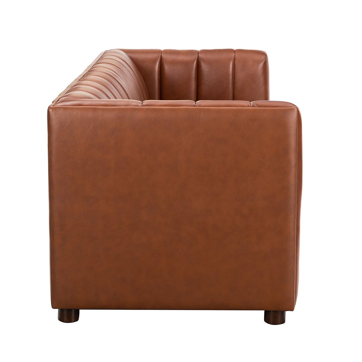 Ulysses Genuine Leather Sofa – Brown Channel-Tufted Luxury Sofa - Prioka