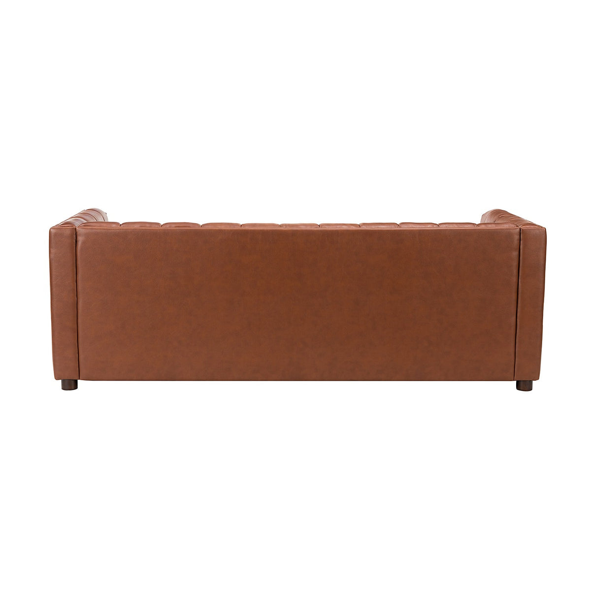 Ulysses Genuine Leather Sofa – Brown Channel-Tufted Luxury Sofa - Prioka