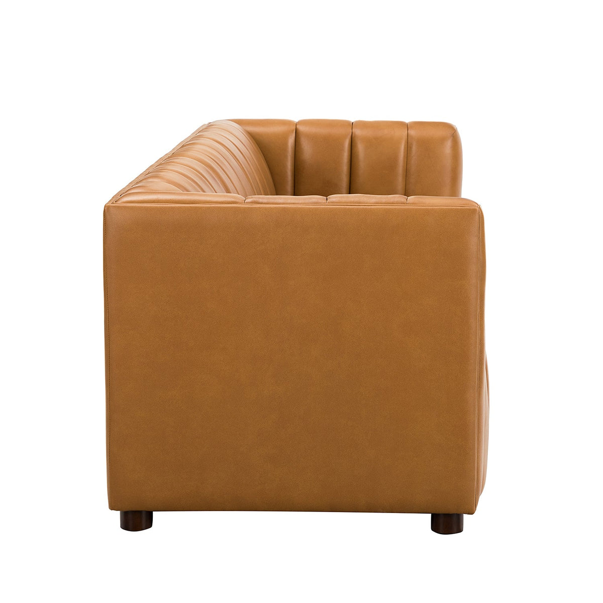 Ulysses Genuine Leather Sofa – Camel Channel-Tufted Luxury Sofa - Prioka