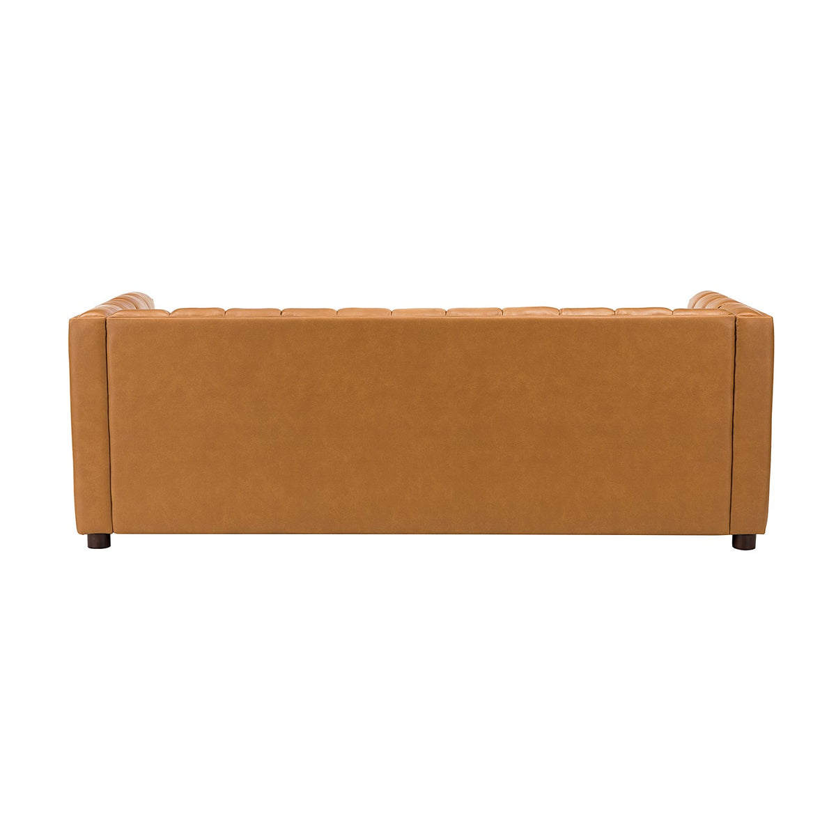 Ulysses Genuine Leather Sofa – Camel Channel-Tufted Luxury Sofa - Prioka