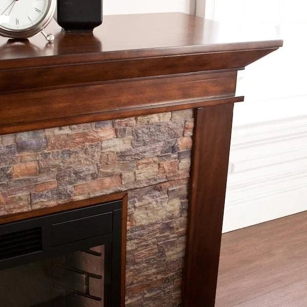 Unbranded Null Ithaca 60 In. W Simulated Stone Electrics Fireplaces - Prioka