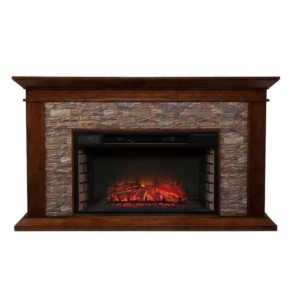 Unbranded Null Ithaca 60 In. W Simulated Stone Electrics Fireplaces - Prioka