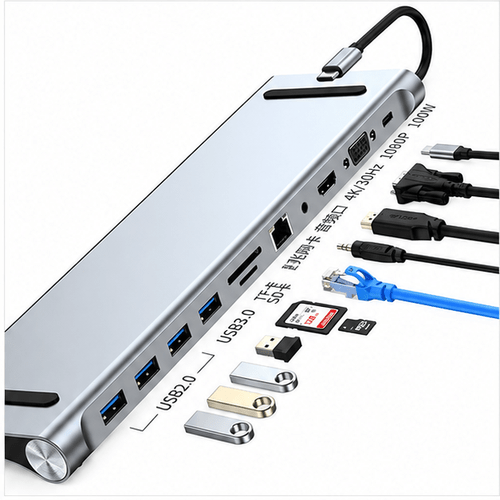 USB-C Docking Station 4K HDMI & DisplayPort 5Gbps Data 100W PD - Prioka