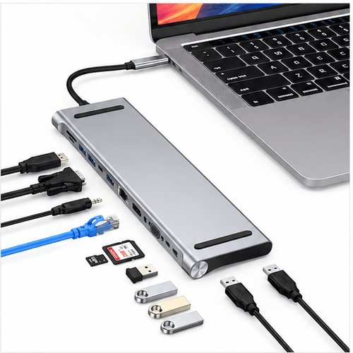 USB-C Docking Station 4K HDMI & DisplayPort 5Gbps Data 100W PD - Prioka
